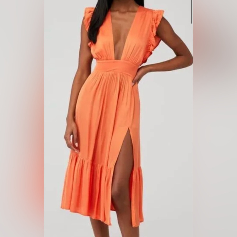 Revolve Stillwater Orange Silk Midi